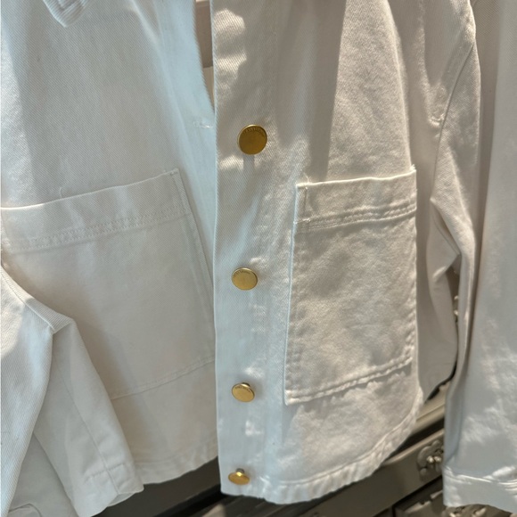 ZARA White cropped jeans jacket with gold buttons NWT SIZE: Small - Picture 2 of 5